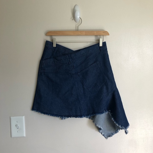 New Marques Almeida Asymmetrical Frayed Denim Mini Skirt size UK 8/ US 4 - Picture 5 of 13